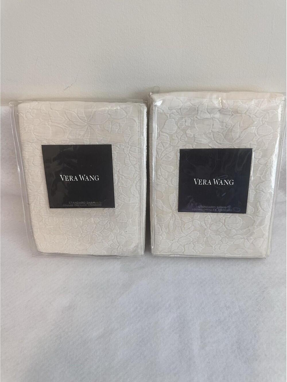 New - 2 VERA WANG SCULPTED FLORAL Standard Shams